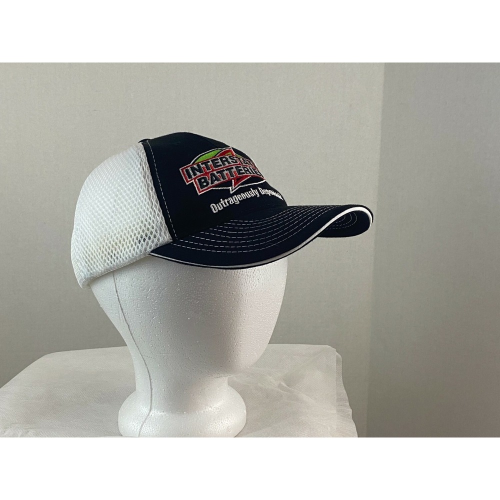 Interstate Batteries Hat Cap Mesh Back Black White Strap Back Adjustable OSFM